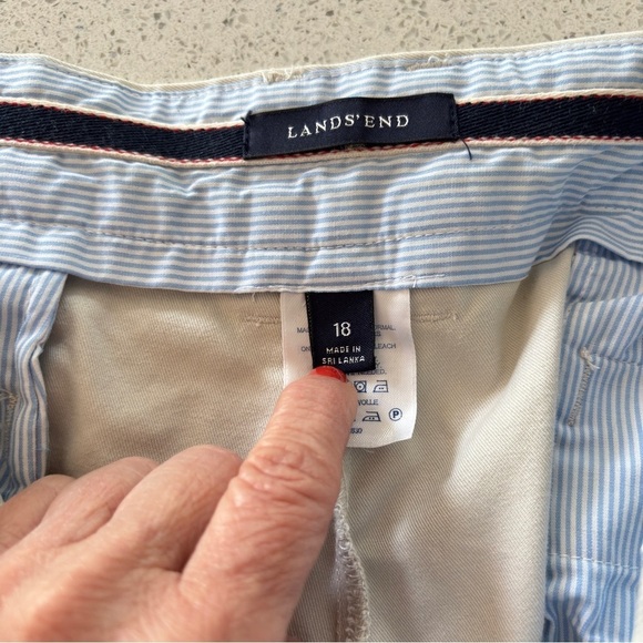 Lands' End Capri Pants Plus Size 18 Khaki 100% Cotton Classic Preppy Chinos - Picture 8 of 15